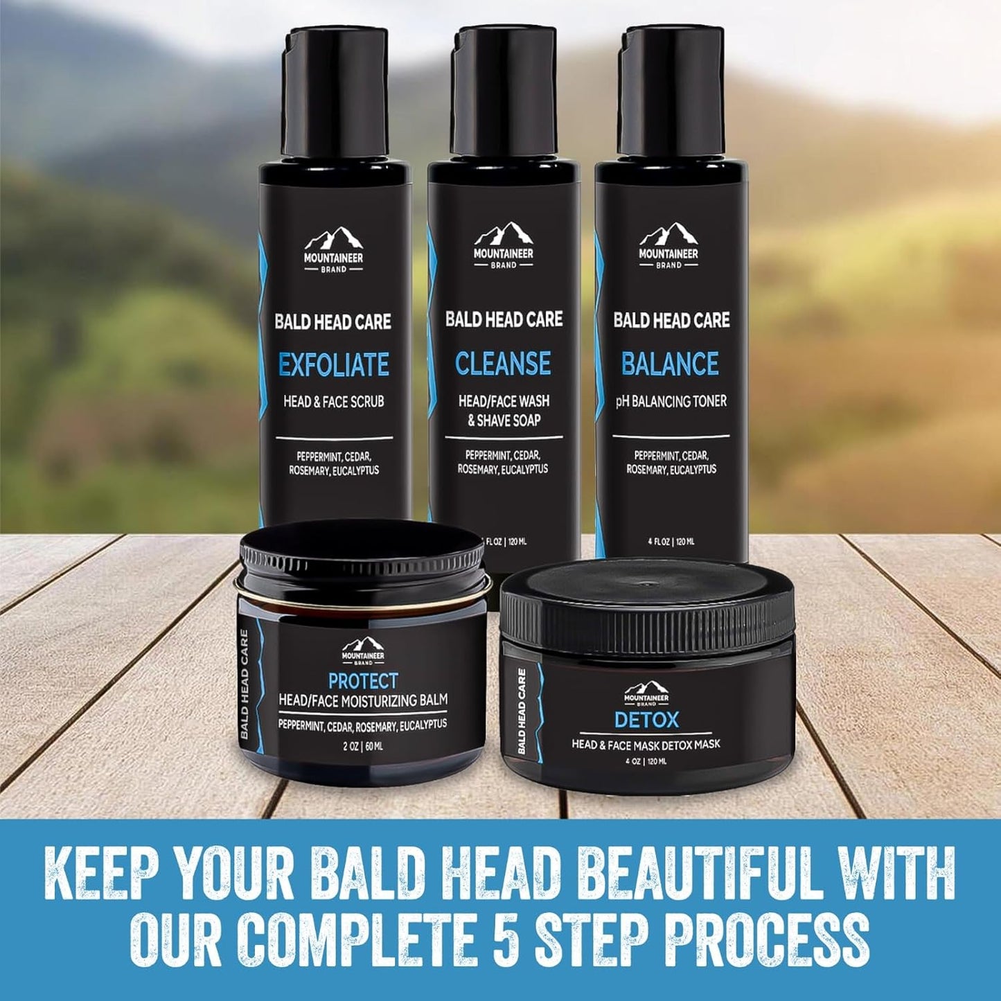 Mountaineer Brand Bald Head Shampoo for Men | All Natural Moisturizing/Hydrating Shaving Soap and Face Cleanser | For Daily Head/Scalp Care and Wash | Cleanse | Refreshing Natural Scent 4oz