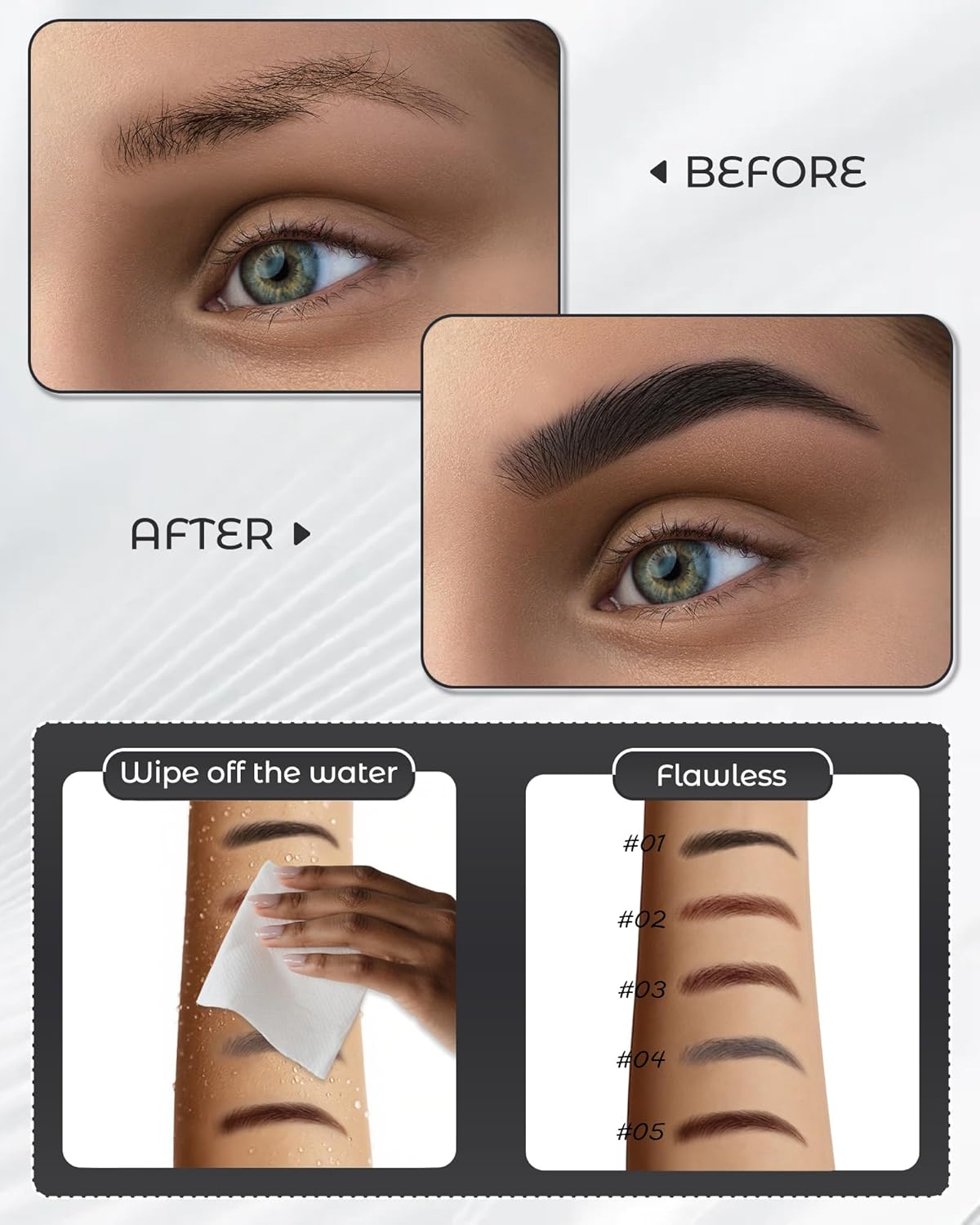 6Pcs Microblading Eyebrow Pencils Black Waterproof Eye Brow Pencil w/Eye Brow Razor & Scissors Kit 0.5mm Ultra-Fine Tip Creates Hair-Like Strokes for Women Effortless Natural Brows