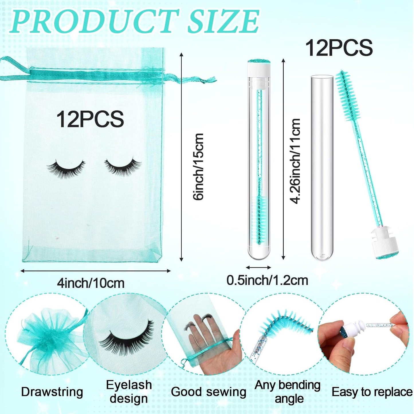 Zhehao 80 Pcs Lash Shampoo Bottle Brushes Kit 20 Foam Pump Dispensers 20 Lash Shampoo Brushes 20 Eyelash Aftercare Bag 20 Cleaning Pipes, Eyelash Extension Supplies(Green, Blue)
