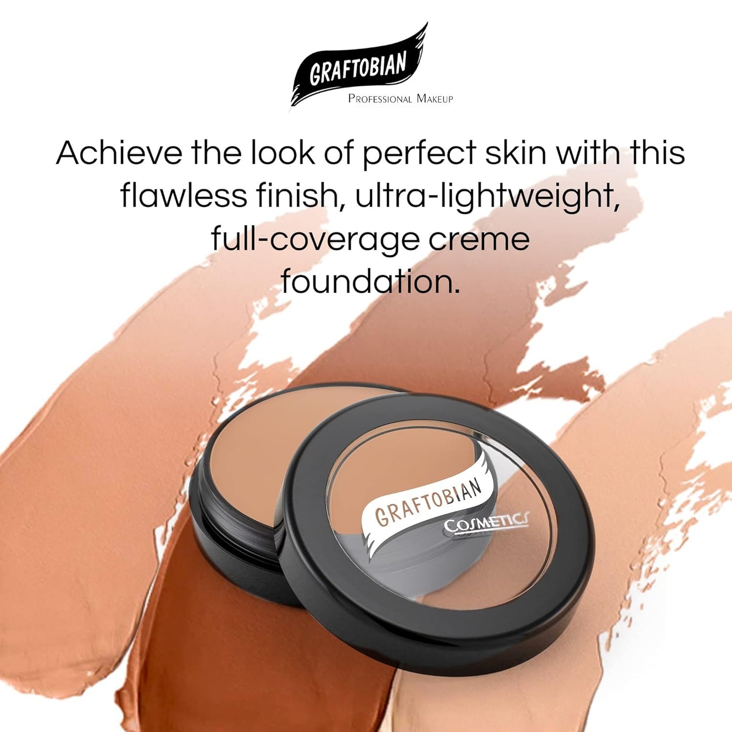 Graftobian HD Glamour Crème Foundation 1/2oz, Weightless Full Coverage Makeup, 65 Inclusive Shades, For All Skin Types, Natural or Full-Glam Looks, For Professionals and Beginners, Golden Sunset