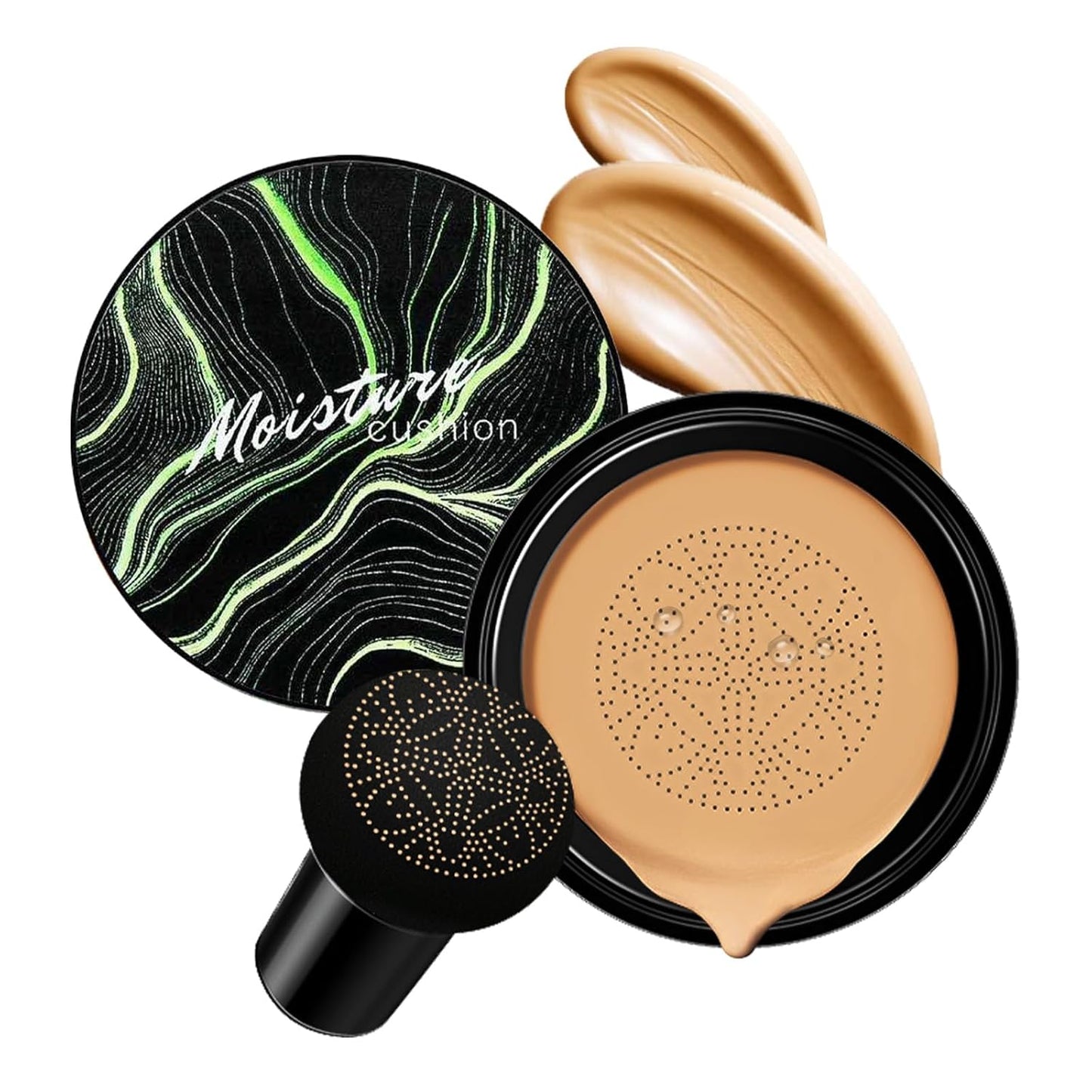 Mushroom Head Air Cushion CC Cream - BB Cream Face Makeup for Mature Skin, Moisturizing Cover Balm Foundation & Long-Lasting Color Correcting Concealer, Even Skin Tone for All Skin Types (Buff Beige)