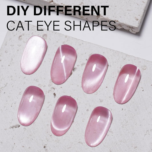 AILLSA Glass Cat Eye Gel Nail Polish, 15ml Pink Glitter Jelly Sheer Gel Polish, Translucent Magnetic Shimmer Sparkle Nail Art U V Salon 0.5 OZ GF36