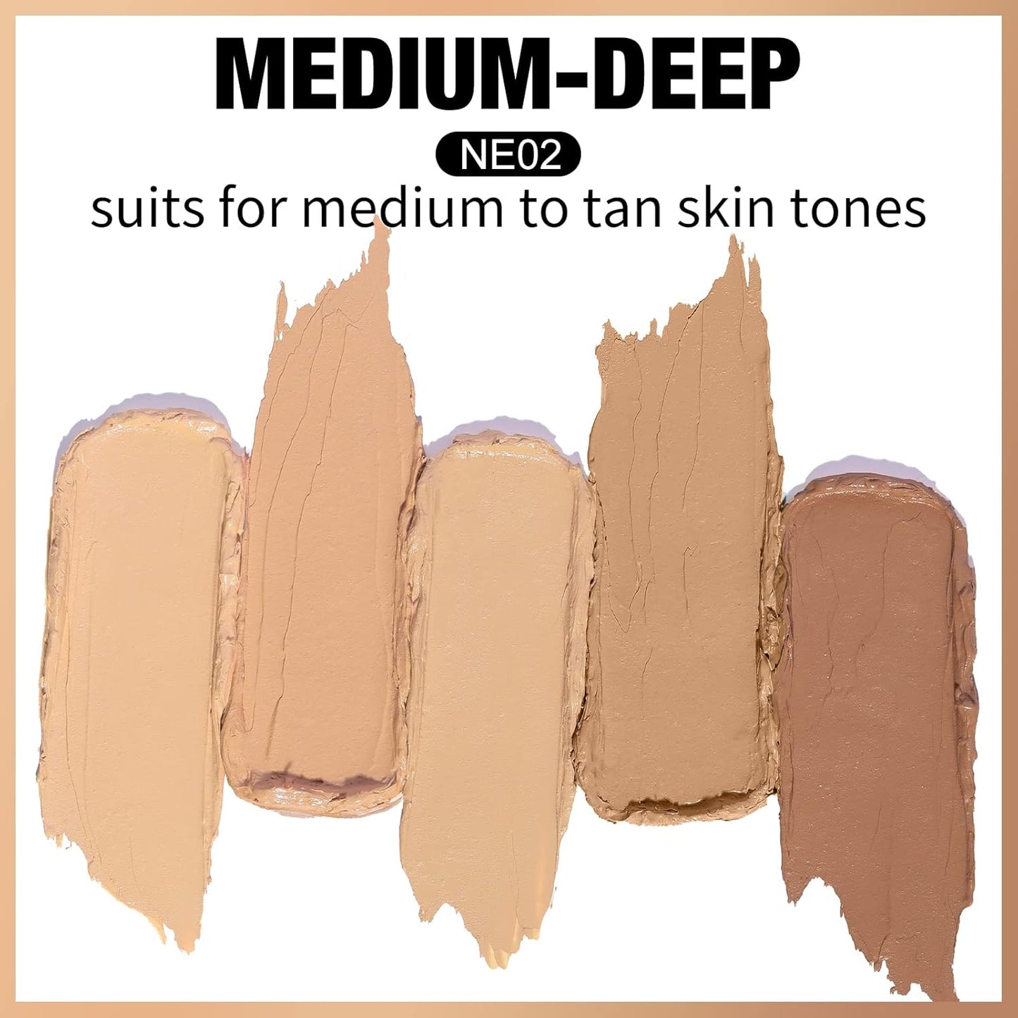 FOCALLURE #GoldenAge 5 in 1 Multi Uses Concealer Palette, 5 Colors Correcting Conceal Palette, Camouflage Contour Palettes for Dark Circles, Face Contouring Highlighter Pallet, NE02 MEDIUM-DEEP