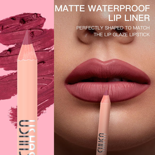 USHAS 16 Pcs Lip Liner Pencil - Matte Lip Liner Set Lip Makeup Soft Pencils for women, Natural Lip Liners Smooth Lipstick pencil (16 Colors (01-16), Pack of 1)