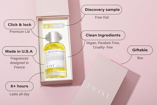 Twist Snow Musk No. 94 Inspired by The Body S. White Musk, Long Lasting Perfume For Women, Paraben Free, Vegan, Clean Ingredients, Fragrance - Spray 100 ml | 3.4 fl. oz.