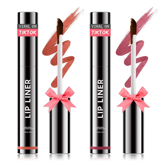 OETUIOW Lip Stain Peel Off, Lip Liner Moisturizing Long-Lasting & Waterproof, Transfer Proof & Plumping, Non-Stick Cup, 2PCS Rose&Mauve