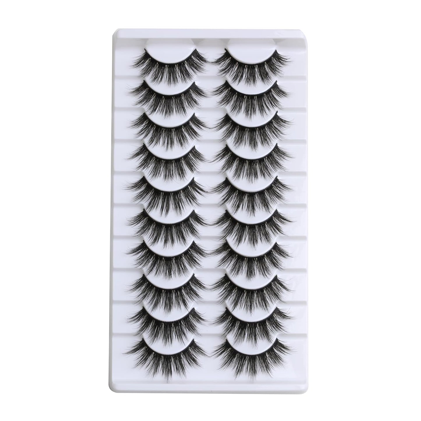 SUNWELL False Eyelashes 18mm Mink Lashes 8D Fluffy Faux Mink Lashes Strip Eye Lashes Soft Reusable Full Volume Fake Eyelashes 10 Pairs Pack