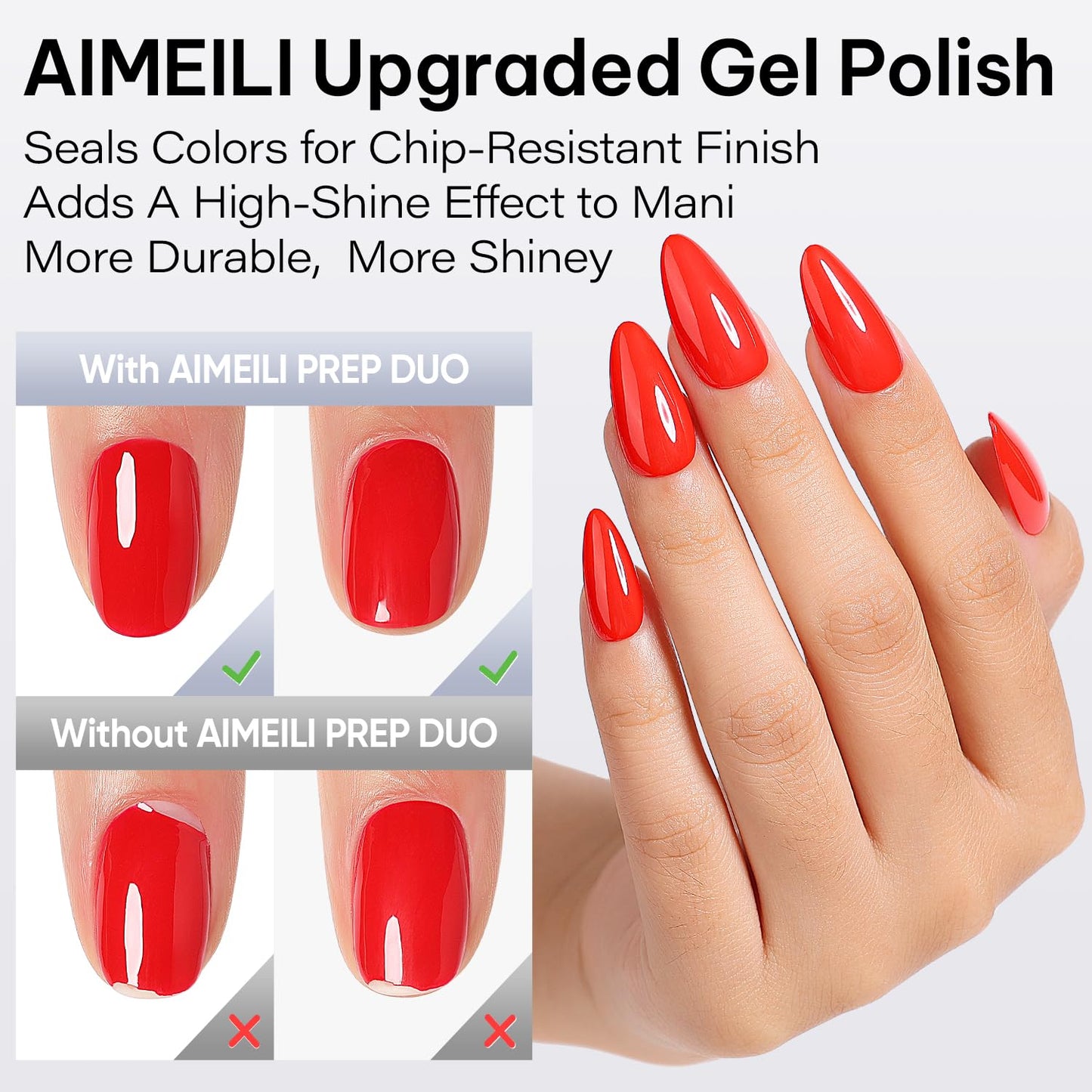 AIMEILI 3Pcs Gel Nail Glue Nail Dehydrator and Primer, Hema Free, Cruelty Free, Vegan, Clear High Gloss Gel Nail Polish Long Lasting Nail Art