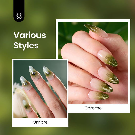 Beetles Green Gel Nail Polish - 15ml Olive Green Natural Jelly Gel Polish Fall Color Sheer Translucent Effect Soak Off UV Nail Art DIY Manicure Gift for Women
