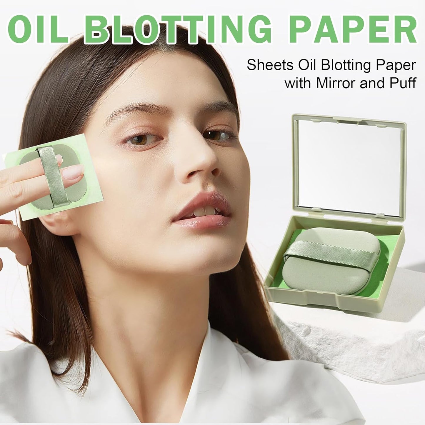 Oil Blotting Sheets for Face Blotting Paper for Oily Skin,Oil Control Film,Face Oil Absorbing Sheets with Makeup Puff and Portable Mirror Case (200 Sheets)