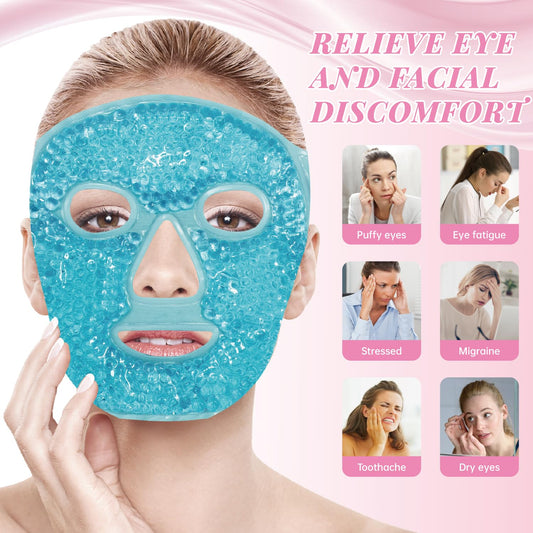ZNÖCUETÖD Ice Face Roller Facial Jade Roller and Ice Face Mask Cold Cooling Gel Mask Gift Set for Women Face Aging Wrinkles Lifting Firming Puffy Eyes, Eye Face Neck Roller Massager SPA Tools