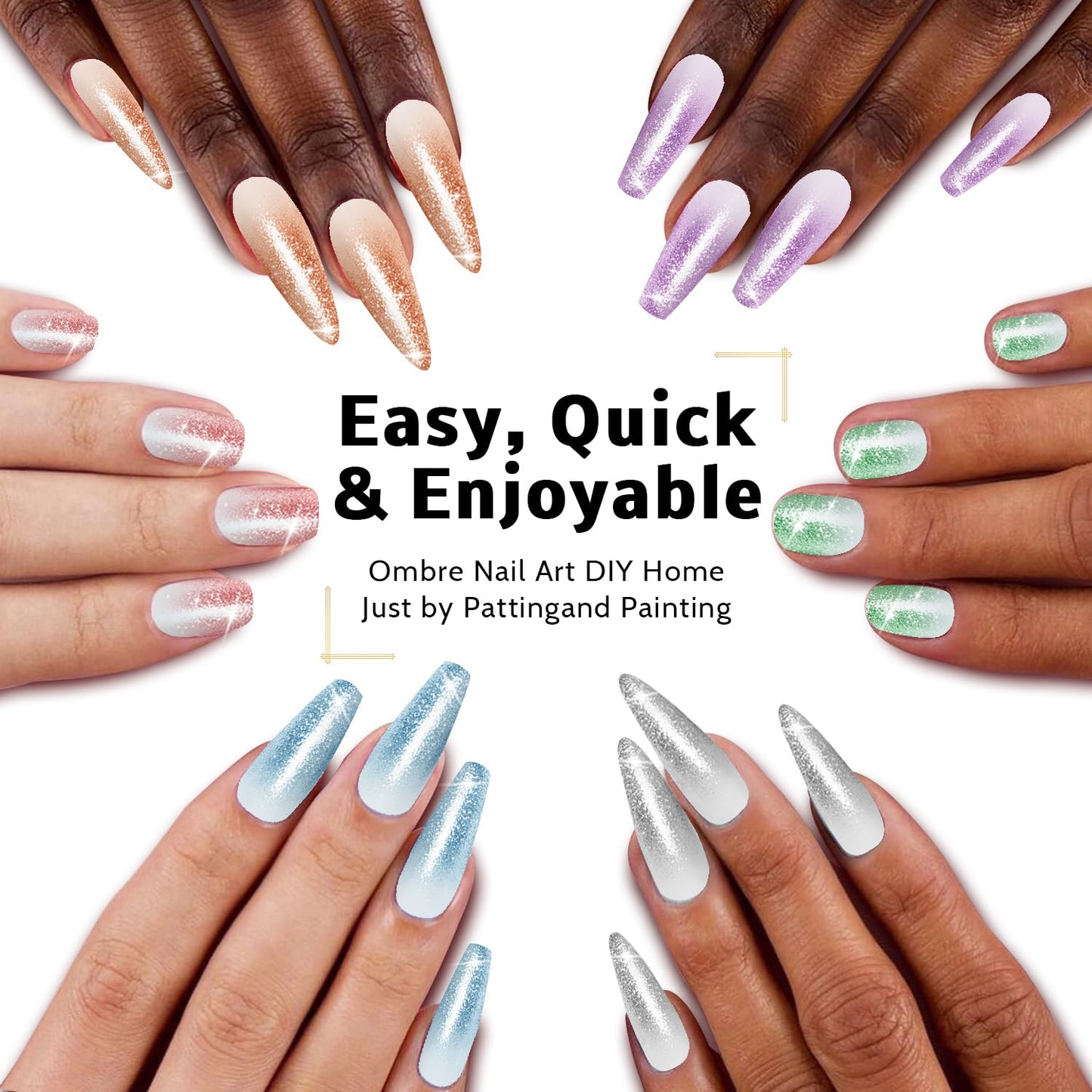 Sponge Pat Paint Nail Gel & Tools Kit, 9 Colors Ombre Nails Gradient Gel Nail Blush Blooming Aura Nails Drawing Stripper Floral Painting Nail Art, No Wipe, UV/LED Curing (9 Colors Set J)