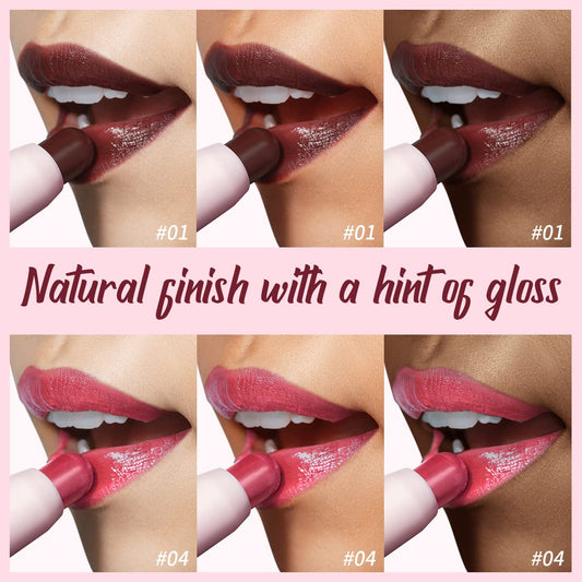 2PCS Tinted Lip Balm Chapstick with Color, Natural Semi - Gloss Finish, Hydrating/Coloring 2 in 1 Moisturizer Lip Stick for Girls & Women #01＋#04
