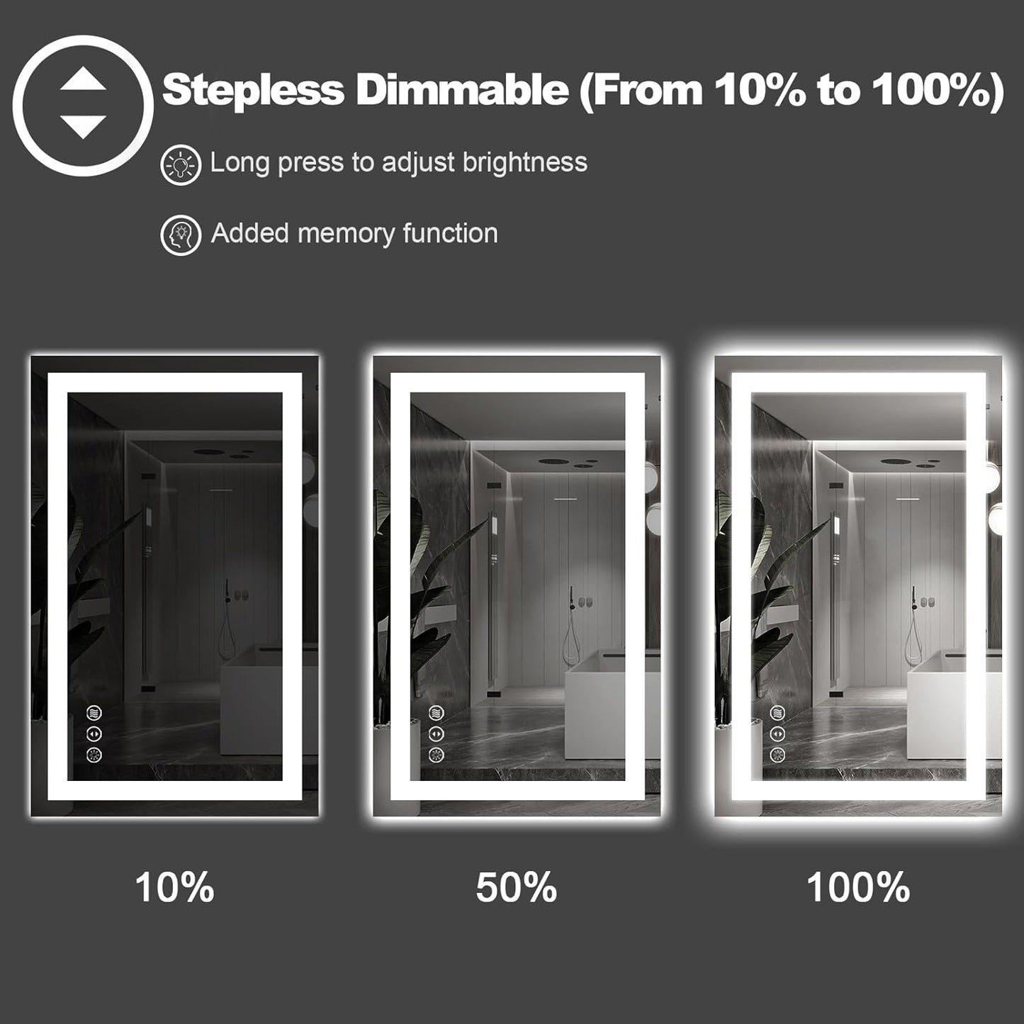 Amorho LED Mirror for Bathroom, 24"X32" with Front and Backlight, Stepless Dimmable Wall Mirrors with Anti-Fog, Shatter-Proof, Memory, 3 Colors, Double LED Vanity Mirror(Horizontal/Vertical)