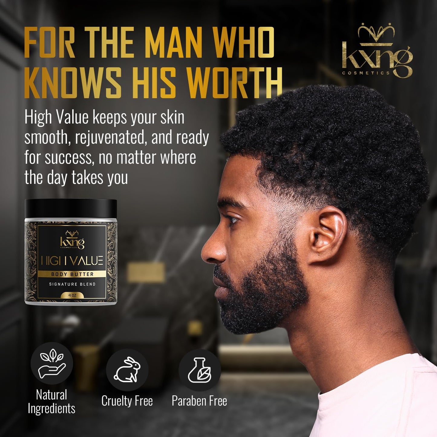 KXNG Cosmetics, Body Butter, Organic Skin Care for Men and Women, Body Moisturizer Lotions and Creams, Raw Shea Butter, Cocoa Butter, Mango, Coconut Oil, Hand, Foot, All Skin Types (High Value)