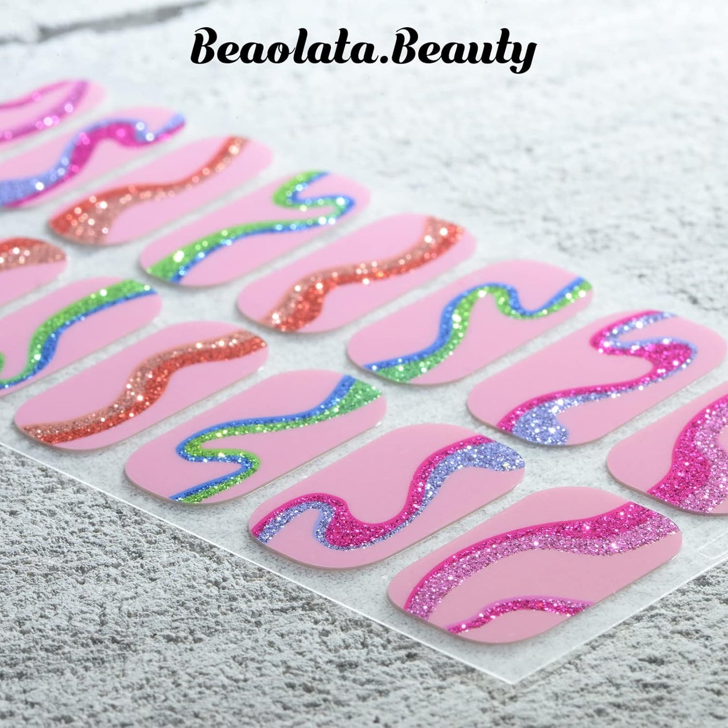 Nail Polish Strips, 32PCS Salon Quality Wraps, Long Lasting Gel Nail Stickers for Women Easy Apply& Remove (Bubble Gum Dark Pink)