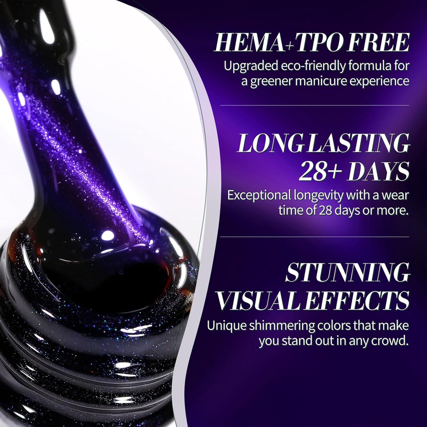 Born Pretty Dark Purple Cat Magnetic Eye Gel, Hema&TPO Free Glitter Cat Magnetic Gel Polish,Fall Winter Magnetic Nail Polish for Nail Art Manicure Salon DIY at Home 15ML