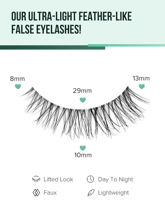 Natural Cat Eye Lashes Natural Eyelashes Wispy Mink Lashes Short Fake Lashes Clear Band Eye Lashes Pack 7 Pairs Small Demi Wispies Eyelashes