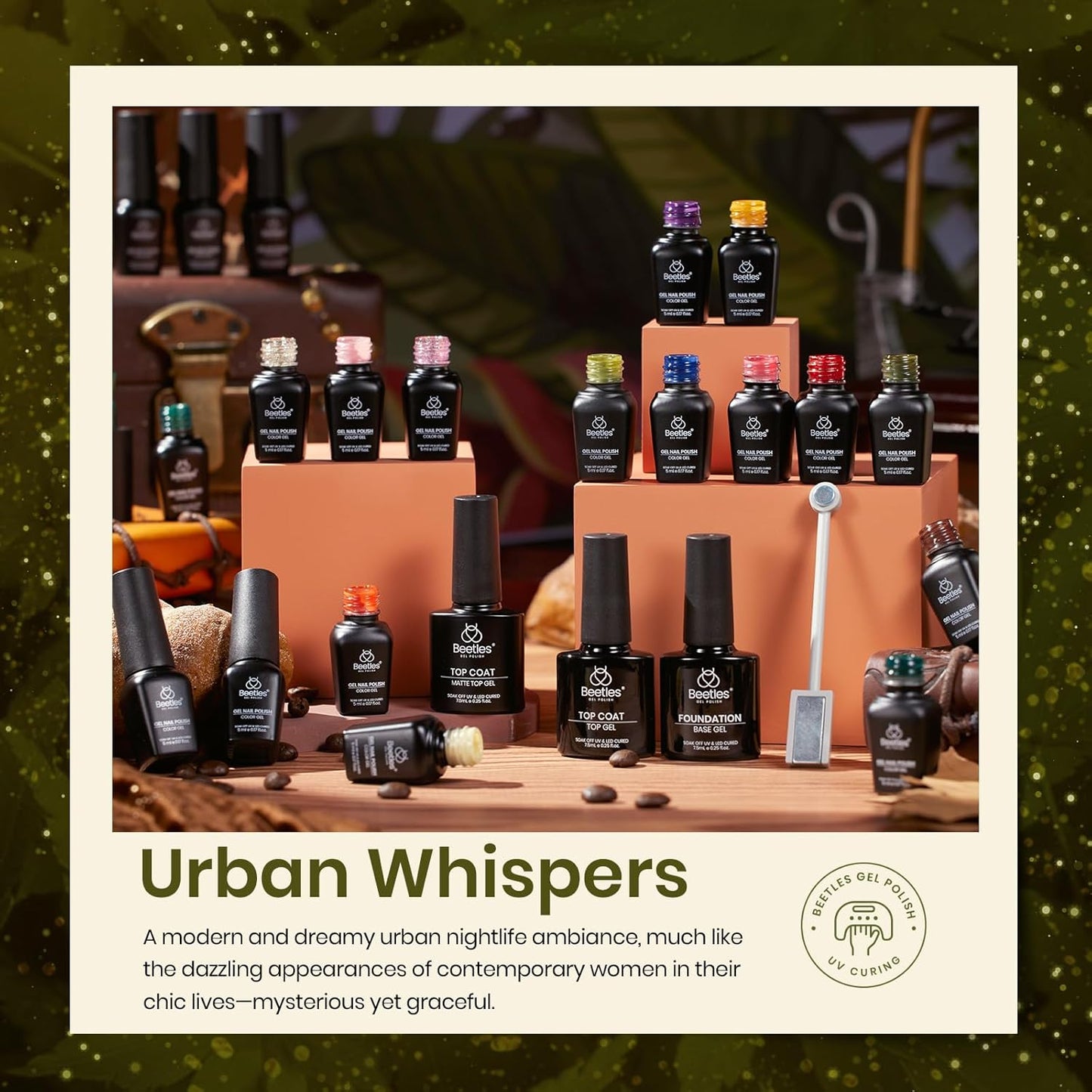 Beetles Cat Eye Gel Nail Polish Set - 20 Colors Fall Gel Polish Nail Set Burgundy Brown Green Nail Polish Glitter Pearl Nail Manicure with Base Coat Matte&No Wipe Top Coat Soak off Gifts