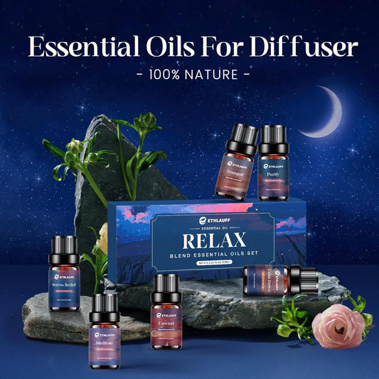Relax Diffuser Oil, Eessential Diffuser Oil for Home, Humidifiers, Candle Making, Aromatherapy - Stress Relief, Calm Down, Tranquil, Meditate, Unwind, Purify, 6x10ml