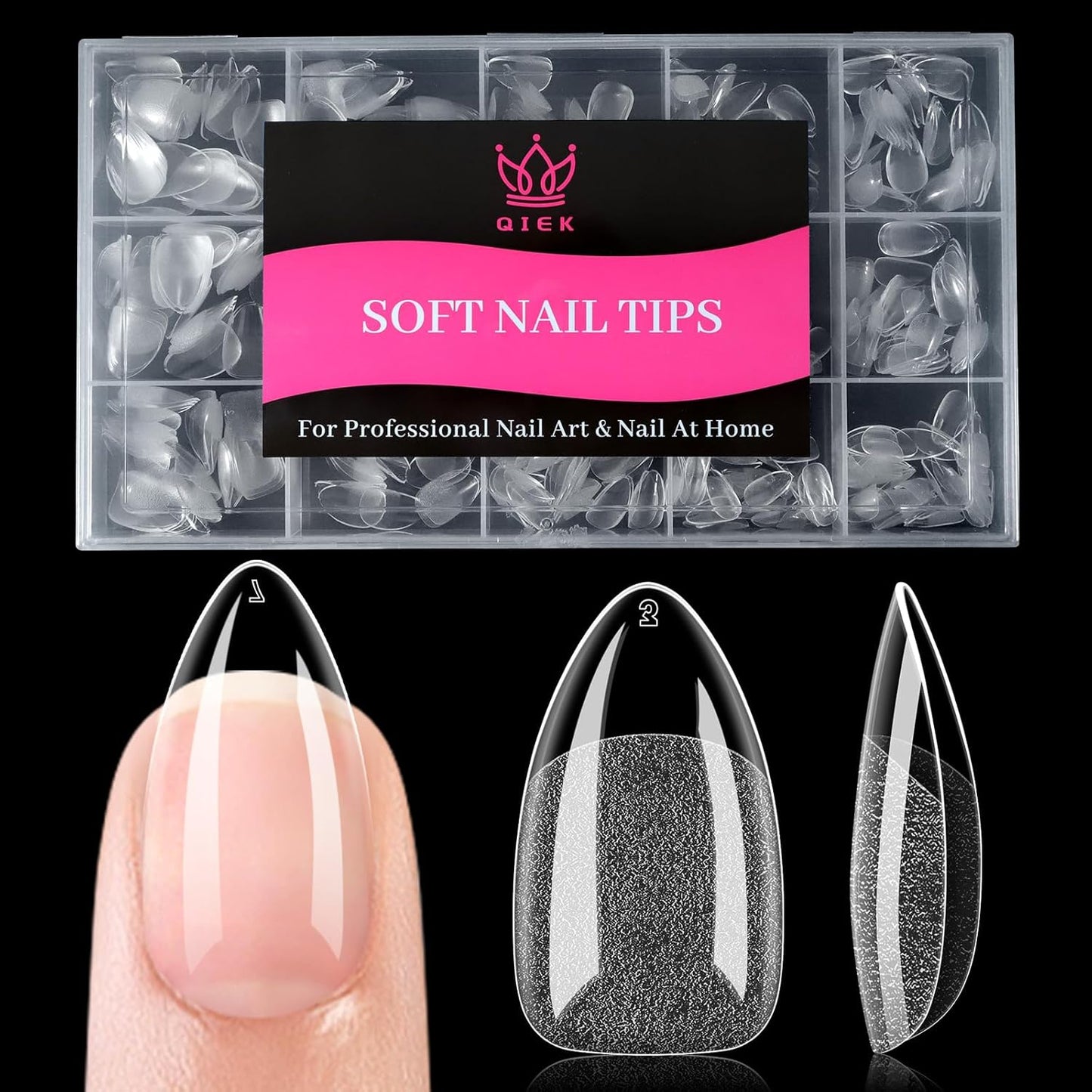 Short Water-drop False Nail Tips, 15 Sizes 510 PCS Clear Soft Press On Fake Nail Pre-shaped Half Matte Full Cover Gel Nail Tips Extensions Strong Long Lasting for DIY Beginners & Salon Manicure