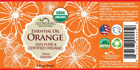 US Organic 100% Pure Sweet Orange Essential Oil - USDA Certified Organic - 30 ml Pack of 2 - w/Improved caps and droppers (More Size Variations Available)