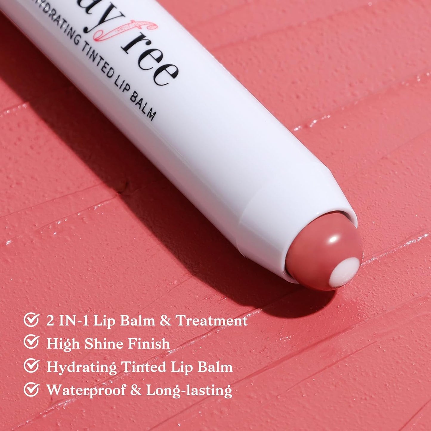 Tinted Lip Balm Plumper, Glossy, Pump Lips, Lightweight, Moisturize & Tint with Jojoba Seed Oil, Vegan Lipbalm Lip Care, Pink Rose