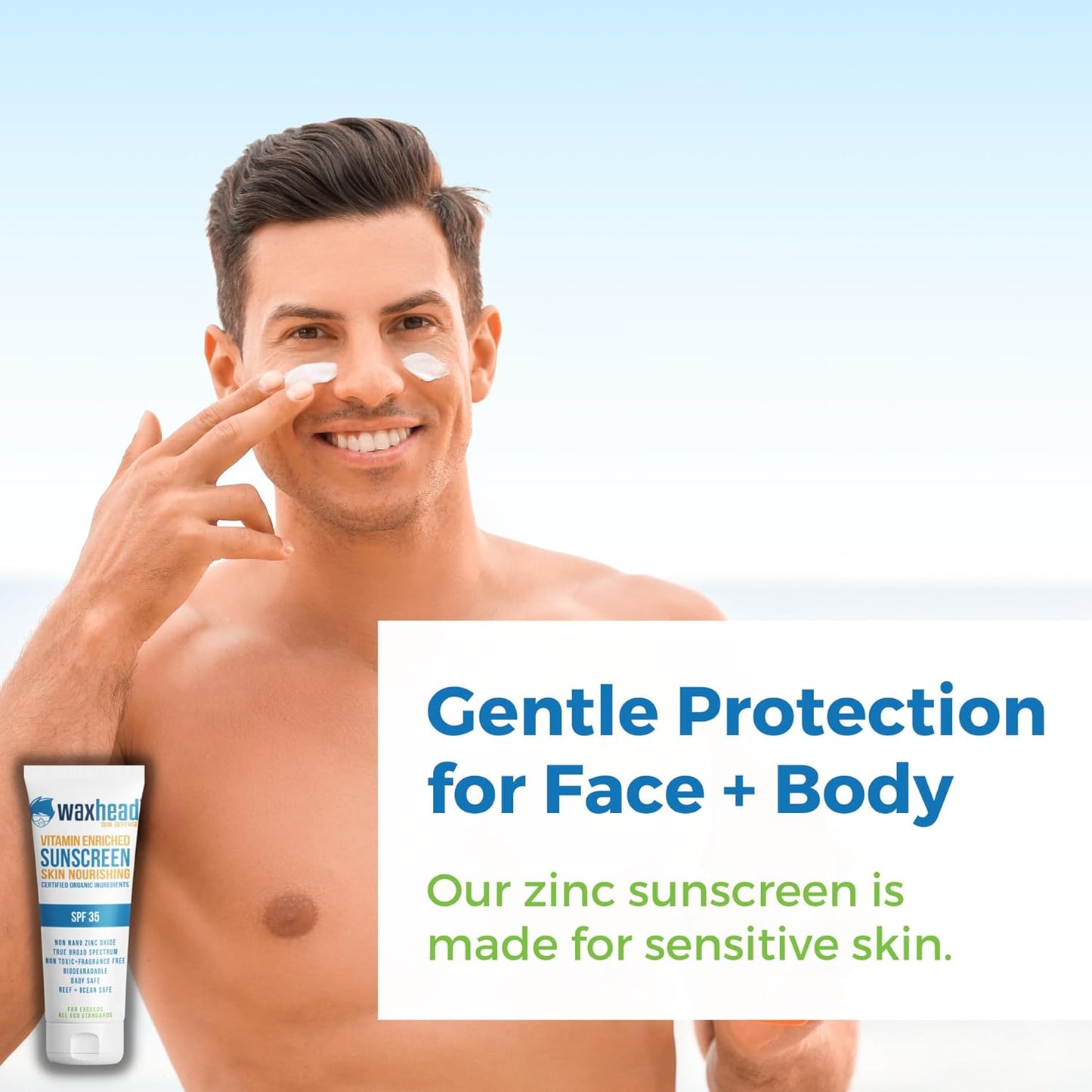 Waxhead Non-Nano Zinc Oxide Sunscreen, EWG Sunscreen with Zinc Oxide for Face + Body, Mineral Natural Non-Toxic Pure Sunblock, Biodegradable Cream Lotion Sun Block, Tattoo, Eczema Vitamin D + E (4oz)