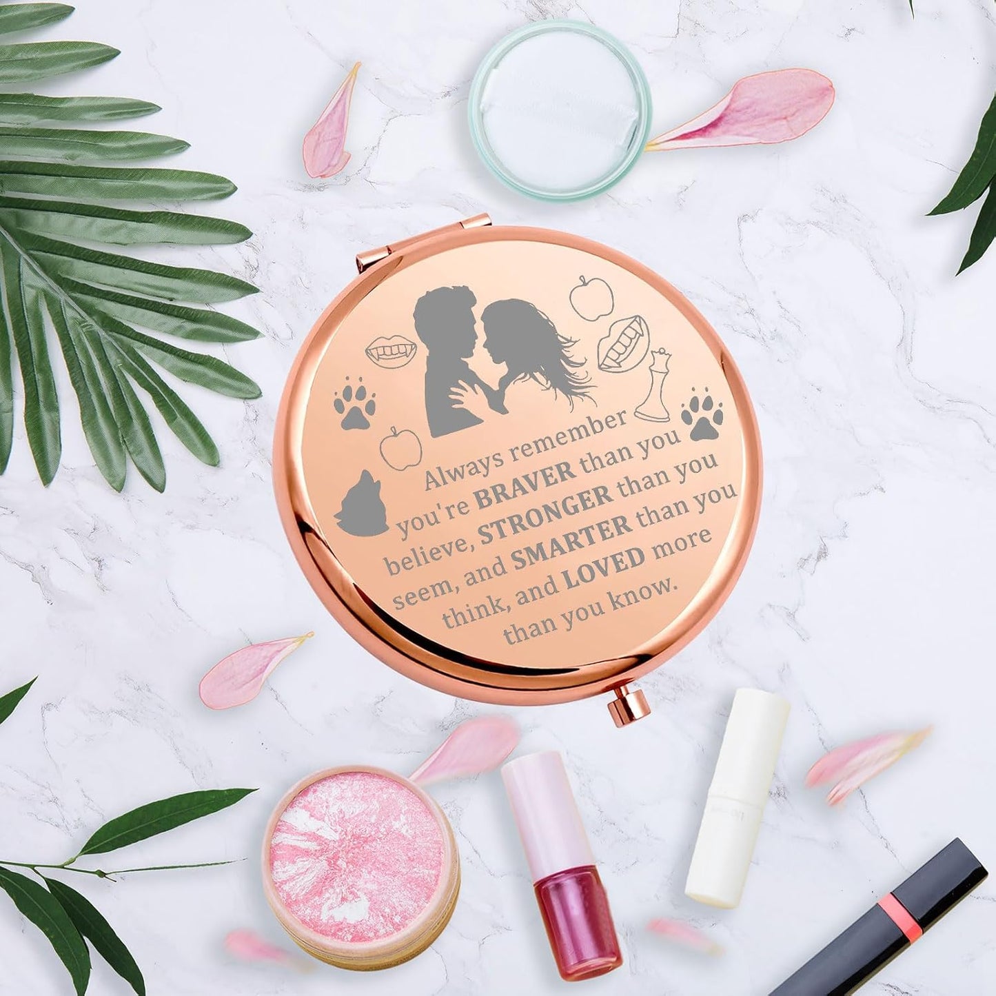 MYOSPARK Twilight Movie Compact Makeup Mirror Edward and Bella Fans Gift Vampire Fans Gift Movie Inspired Gift Fandom Gift (Twilight AMirror)