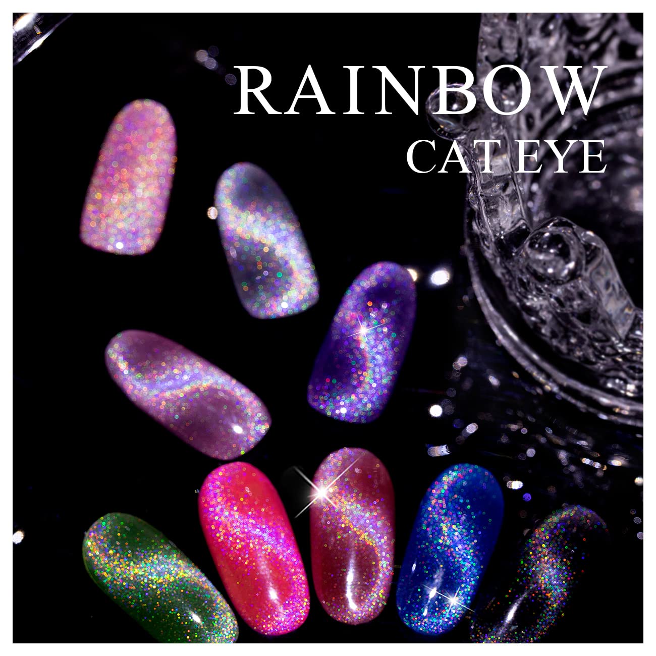 RARJSM Cat Eye Gel Nail Polish, Galaxy Chameleon Magnetic Gelpolish Rose Gold Holographic Glitter Gel Soak Off U V L E D DIY Manicure Art for Salon Designs and Home DIY 7.5ML/0.26fl oz
