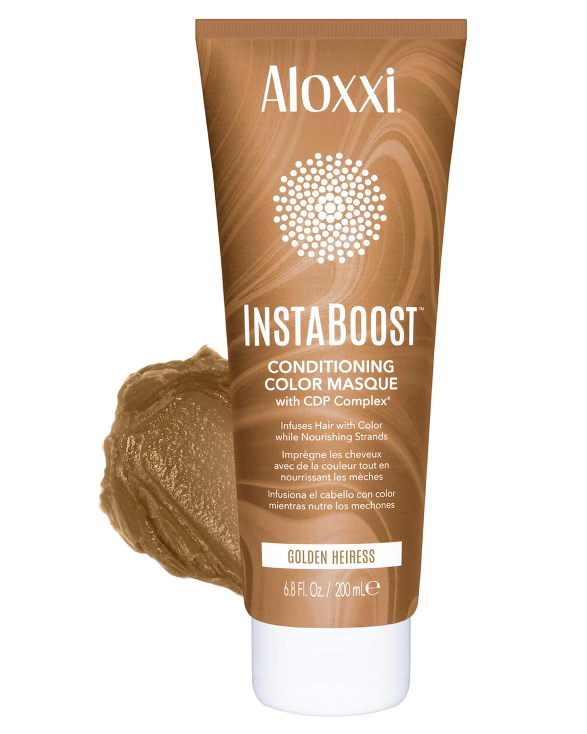 ALOXXI InstaBoost BROWN Color Depositing Conditioner Mask – Instant Temporary Hair Color Dye - Hair Color Masque for Deep Conditioning (Golden Heiress), 6.8 Fl Oz