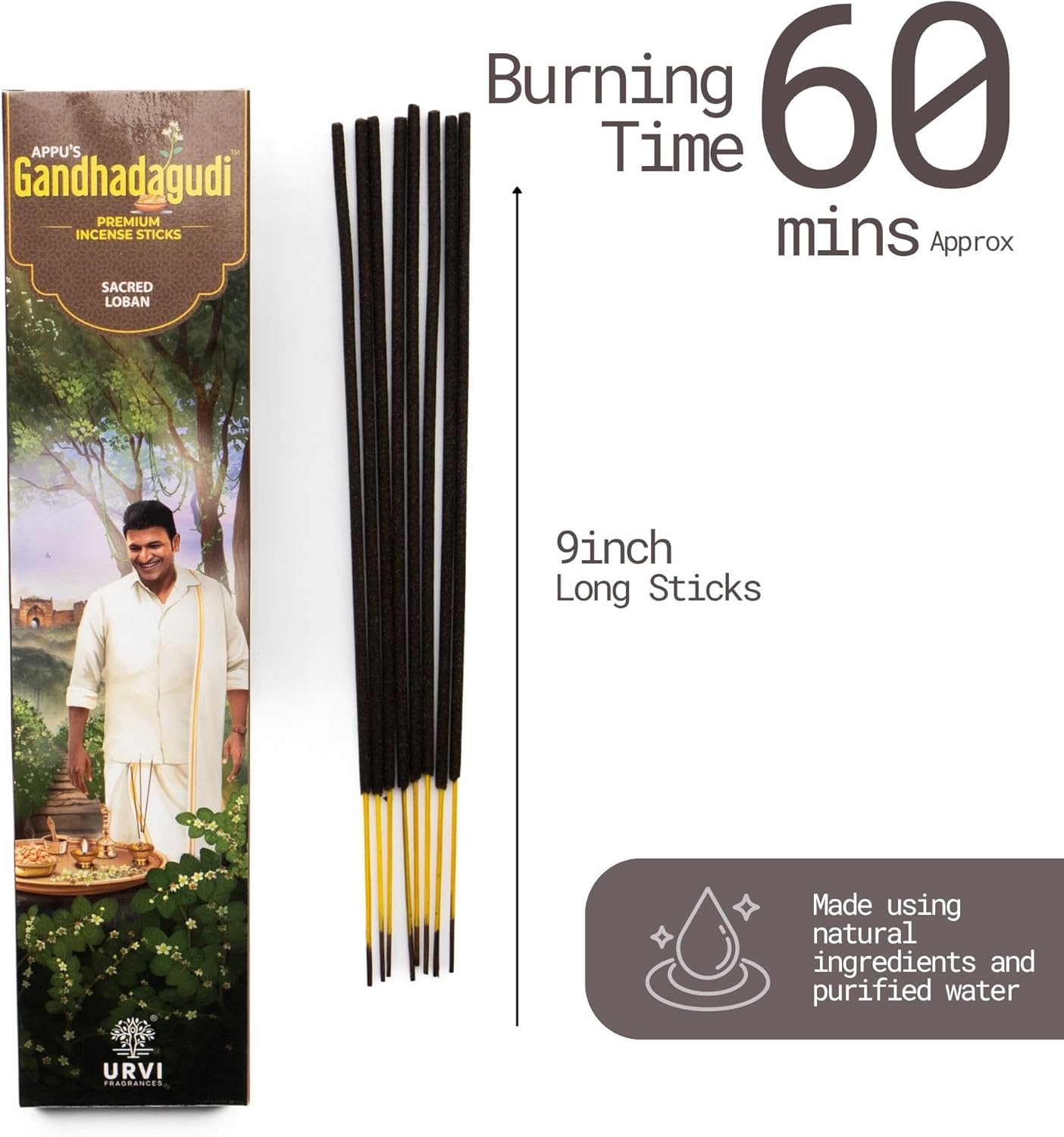 APPU'S Gandhadagudi Sacred Loban Incense Sticks – 100g | Handmade, Toxin-Free, Long-Lasting Fragrance | Natural Resin Aroma for Meditation, Yoga & Home Use