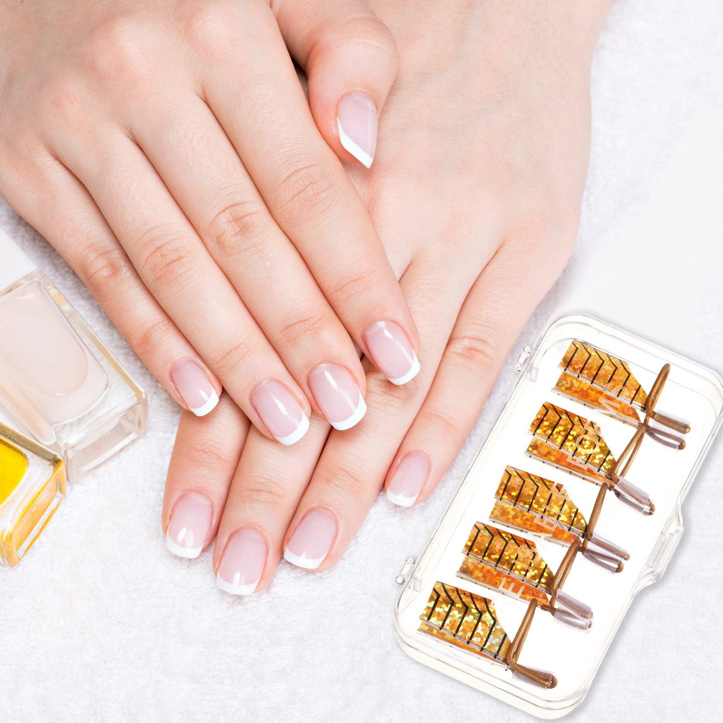 20 Pieces Reusable Nail Extension Forms Guide Protector Nail Tips Acrylic UV Gel Protector for Salon Home Supply(Gold, Silver)