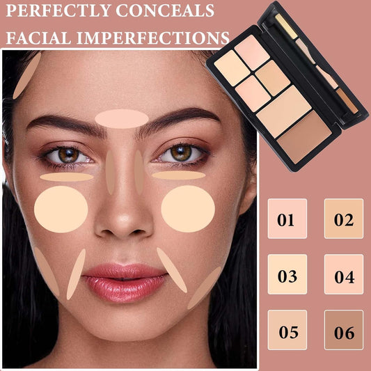 Color Correcting Concealer Palette,Concealer Contour Palette Long-Lasting Makeup Cream Contour Palette,Contouring Foundation Highlighting Corrector Concealer Palette for Dark Circles & Blemish(#02)