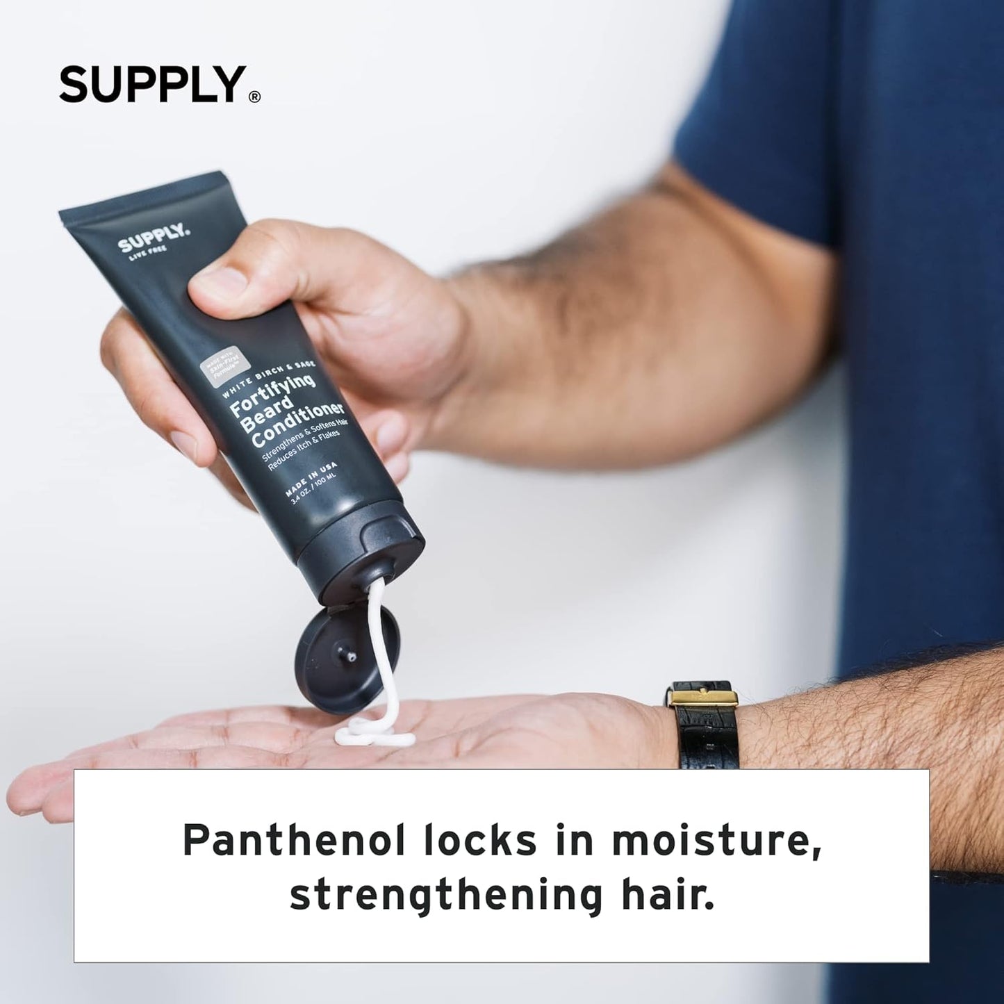 Supply Fortifying Beard Conditioner – Fast-Absorbing, Plant-Based Formula to Soften, Strengthen & Nourish Beard and Skin – Supports a Healthier, Softer Beard – 3.4oz