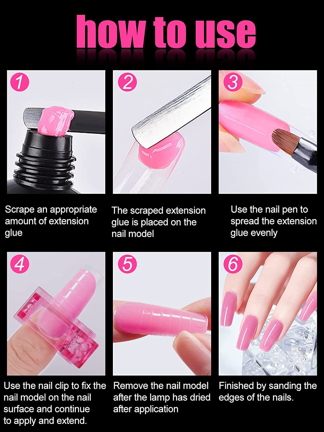 EBANKU 100 PCS Clear Nail Extension Form Tips Dual Nail Mold Full Cover UV Polygel Gel Tools Acrylic Nail System Forms Set with Black Dual-Ended Polygel Brush & Picker 5Pcs Nail Tips Clip (Coffin