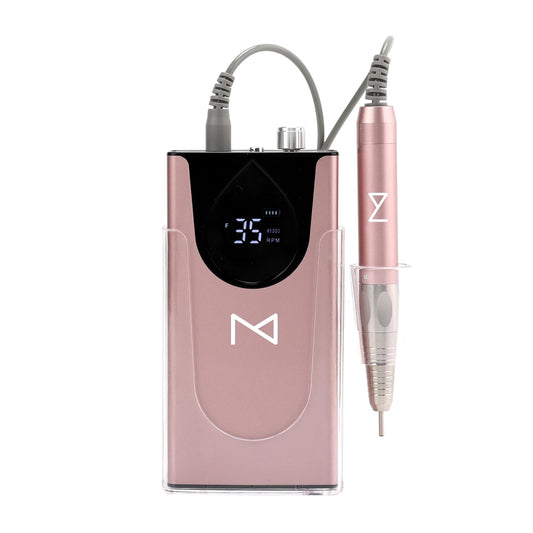 M Max - Nail Drill Professional - 2-in-1 Brushless Motor Nails Drill Machine - Electric, Cordless, Aluminium Alloy Casing, 35000 RPM, HD Display - Perfect for Salon & Home Use (Rose Gold)