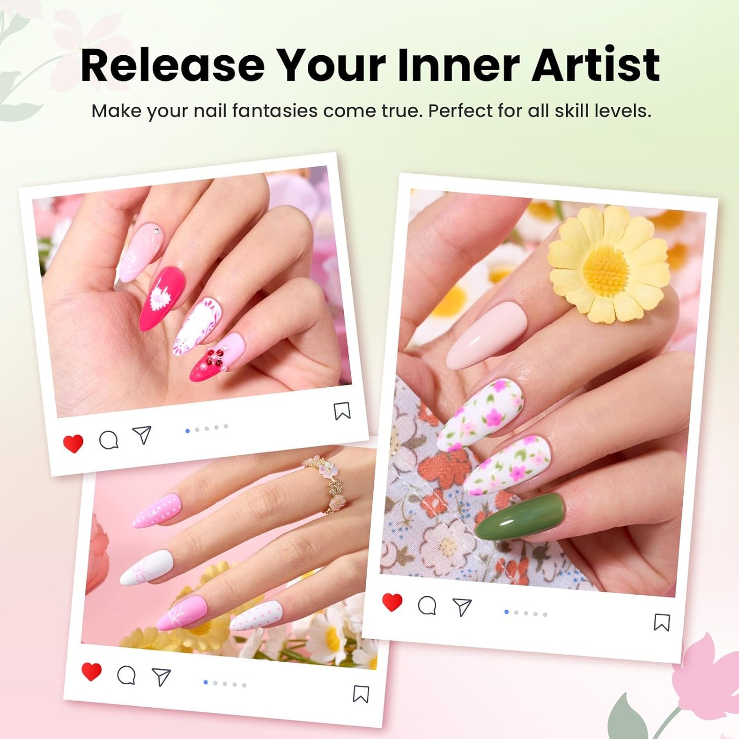 Beetles Gel Polish Nail Art Brushes Set - 6 Pcs Fingernail Art Design Pen, Floral Pattern Handle, Gradient Bristles Nail Brush Set DIY with Palette Dotting Manicure Tool Kit