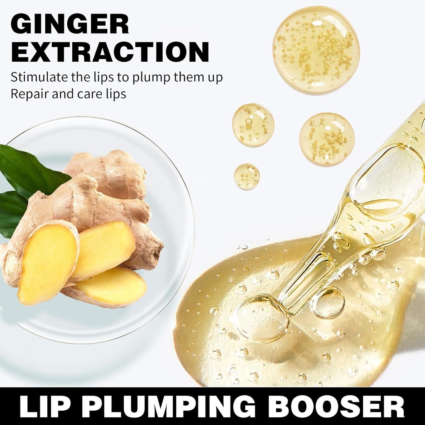 Erinde Natural Ginger Lip Plumping Booster Oil, Ultra-Hydrating & Nourishing Plumper, Glossy Finish Fuller Lip Plumper Gloss for Women Girls, G08