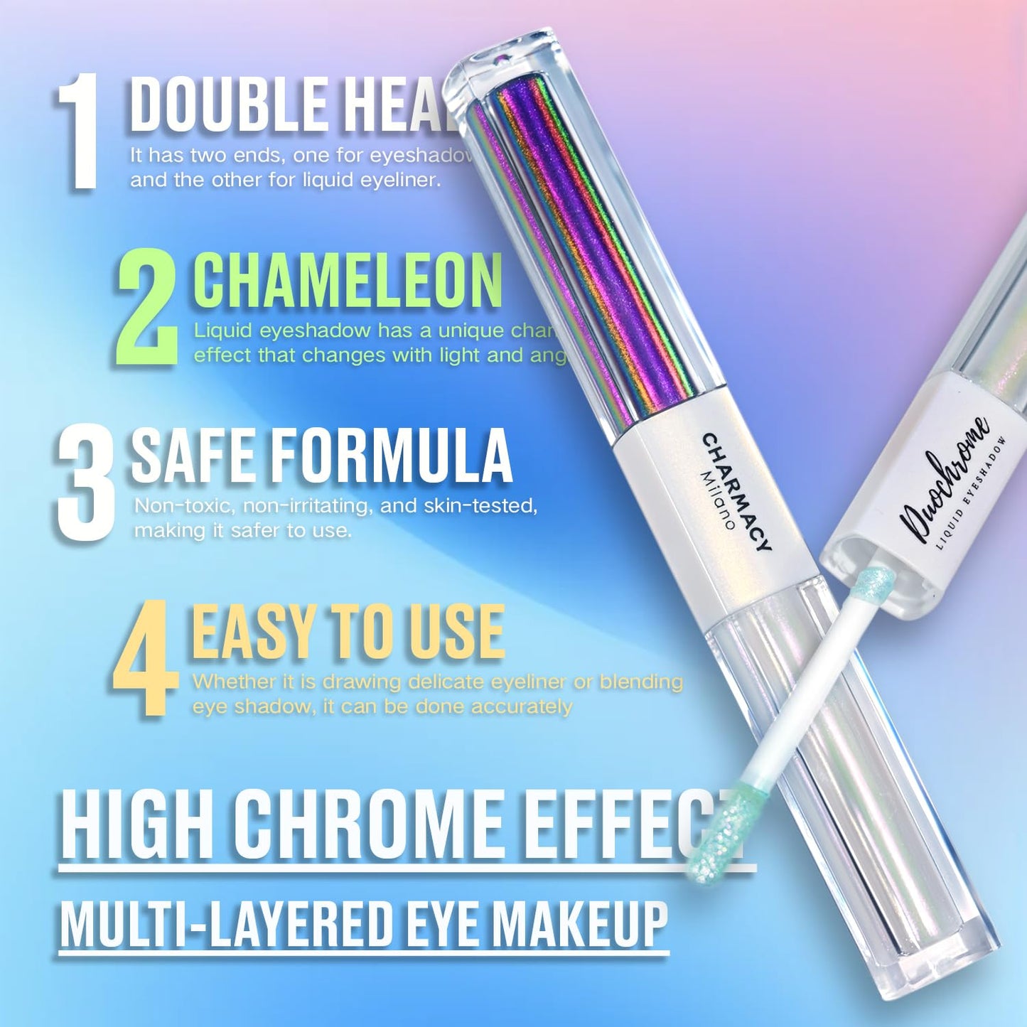CHARMACY 2 in 1 Starlit Duochrome Liquid Eyeshadow, Glitter Sparkle Colorful Liquid Eyeliner, Quick Drying, High Pigmented, Long lasting Holographic Glitter Multichrome Eye Makeup #06