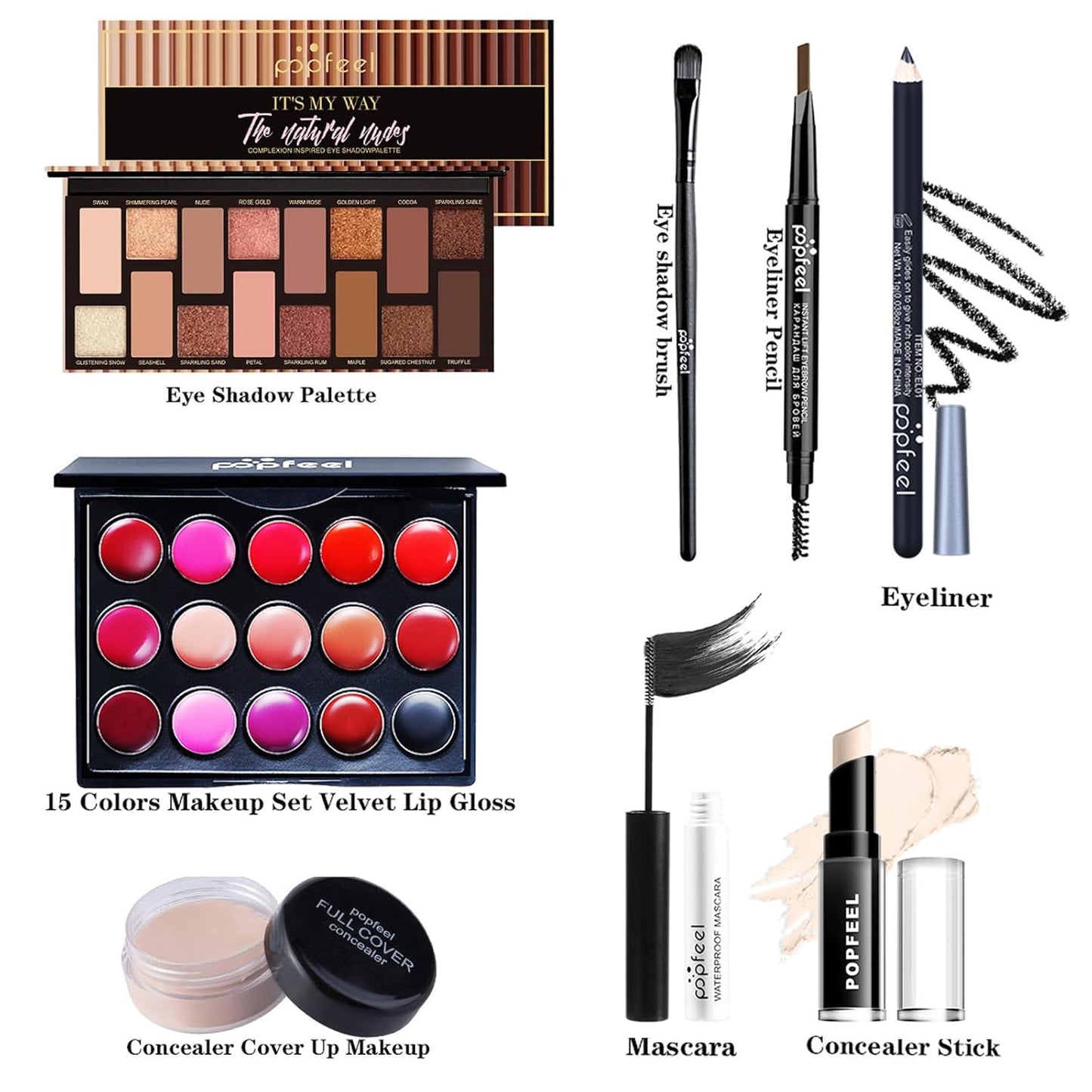 Makeup Kit for Women, All in One Makeup Gift Set for Women and Teen Girl, Full Makeup Kit with Lipgloss Eyeshadow Palette Concealer Stick Mascara Eyeliner Pencil Eye Shadow Brush