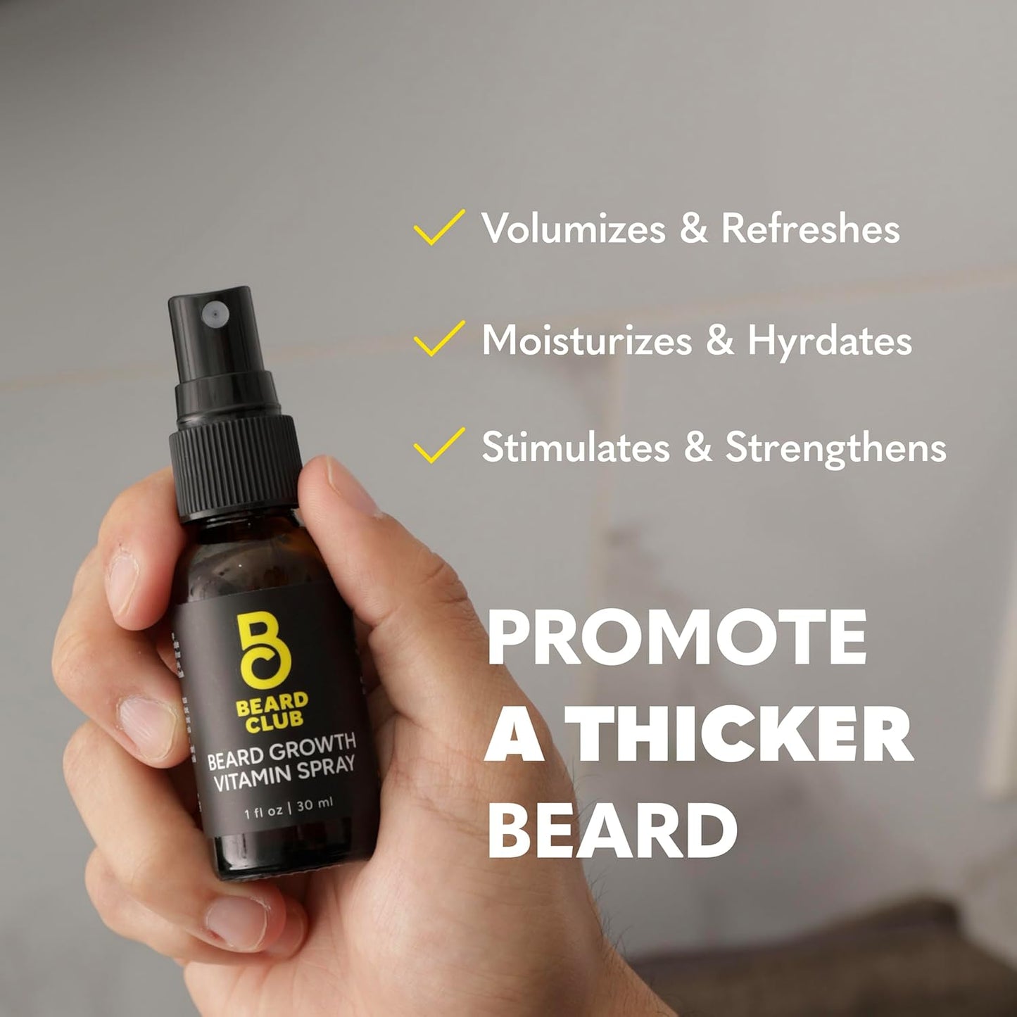 The Beard Club Biotin Vitamin Spray for Facial Hair Growth - Natural Formula for Fuller, Thicker Beard, Easy-to-Use, Nourishing & Soothing for All Beard Types & Skin