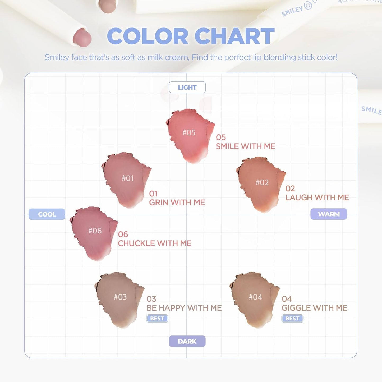 lilybyred Smiley Lip Blending Stick | Korean 3-in-1 Multi-Use Lip Liner, Smooth Creamy Texture, Long-Lasting Matte Finish, Soft Blur Effect, Precision Contour Pencil, 0.028 oz. (03 Be Happy with Me)