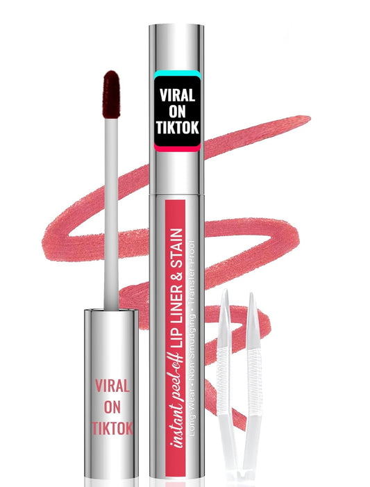 iMethod Lip Stain - Lip Liner Stain, Peel Off Lip Stain with Tweezer, Natural Long Lasting Lip Stain Peel Off, Waterproof, Easy to Use, Stay On All Day, Nude Pink