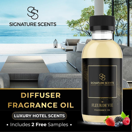 Luxury Hotel Inspired Fragrance Oils for Diffusers - 4.05 Fl Oz with Bonus Samples (4.05 Fl Oz, Fleur De Vie)