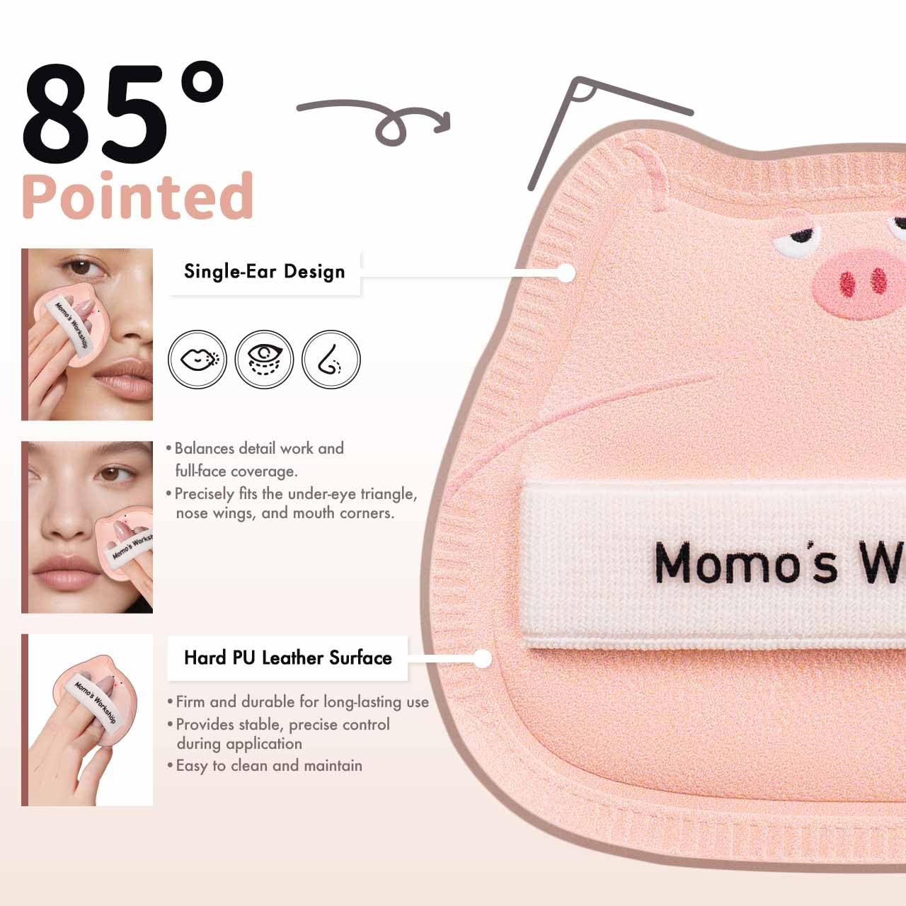 Sleepy Pig Puffs, Makeup Sponges Set, Dry&Wet Dual-Use Foundation Sponge - Hydrophilic Polyurethane, Expands 1.3x When Wet for Cream Foundation/Liquid Blush/Highlighter,2pcs Puffs & Storage Case