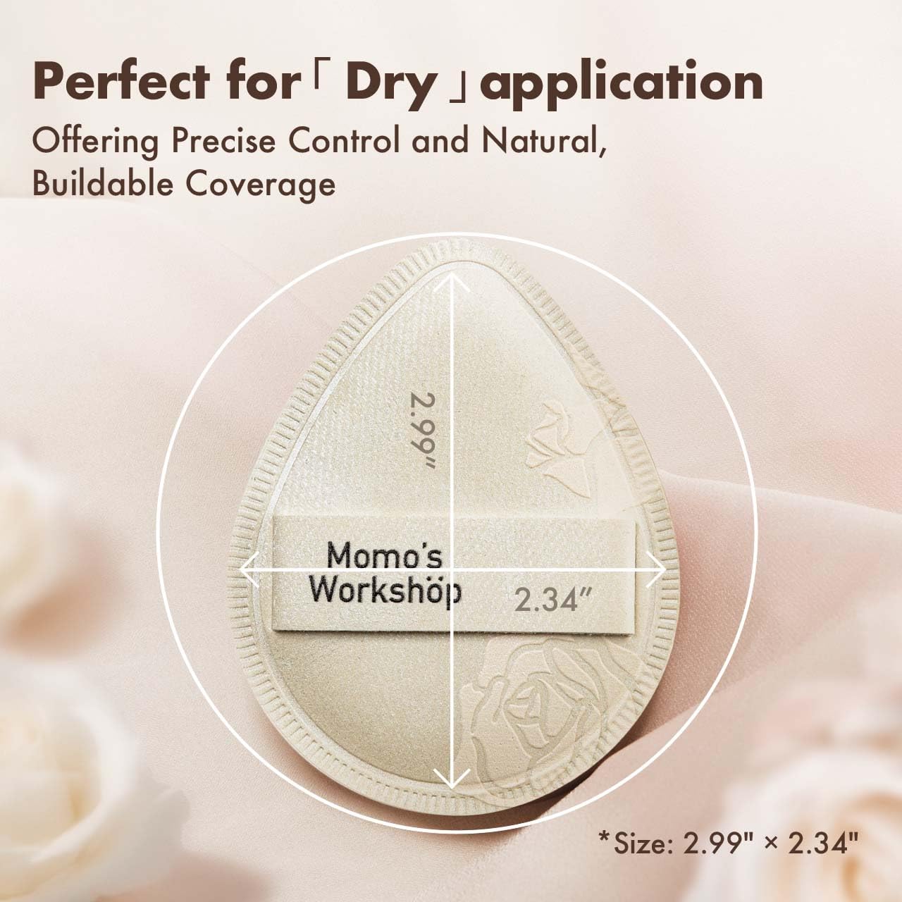 Satin White Egg Makeup Sponge,Firm Bounce Rubycell,Cushion Sponge with Wide PU Leather for Quick-Dry/Full Coverage Foundations, Cosmetic Puff,2pcs Beauty Puffs&Storage Case