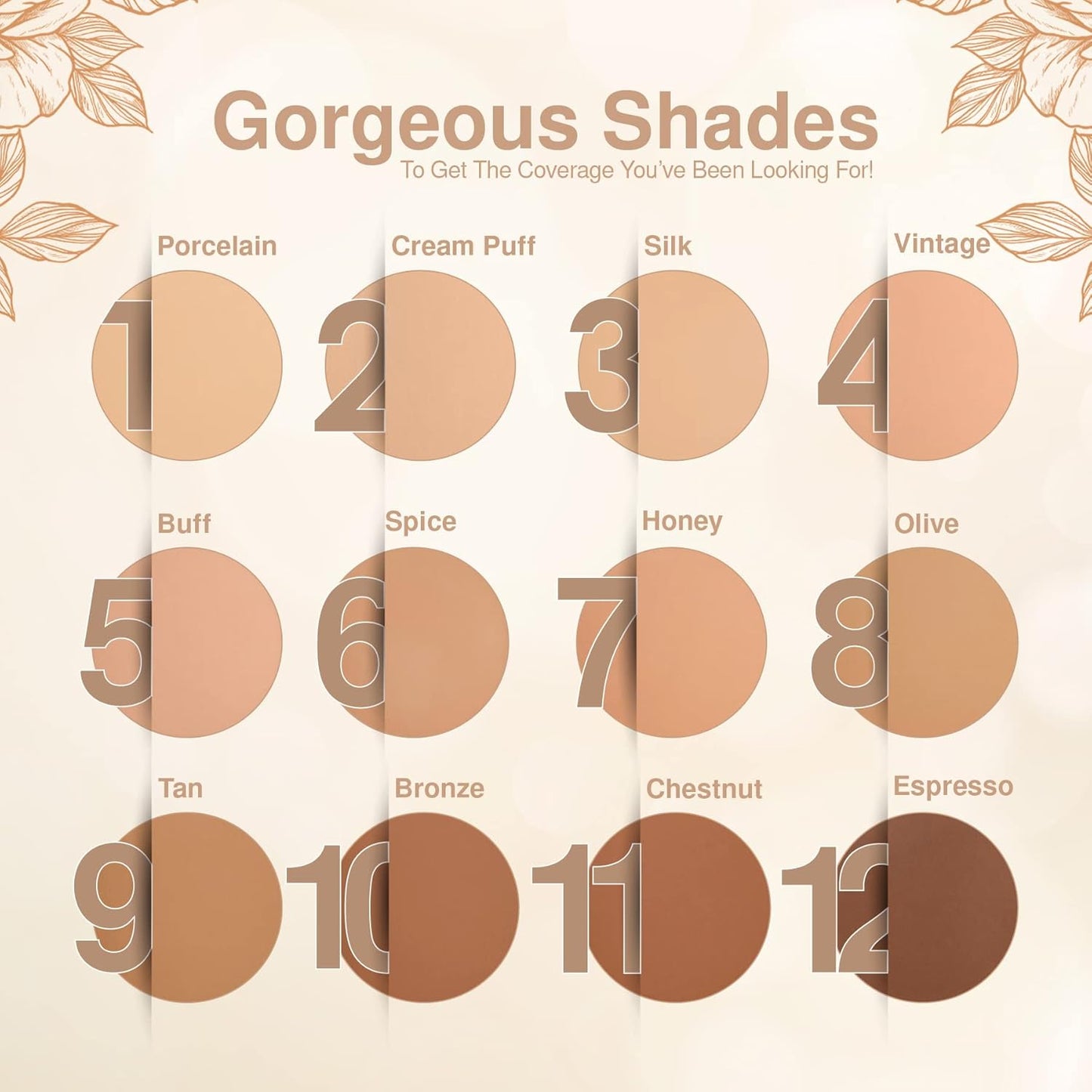 Frankie Rose Cosmetics Powder Foundation – Full Coverage Face Powder For Pores & Imperfections, Evens Out Skin Tone & Shine-Control | 58 Grams (Chestnut)