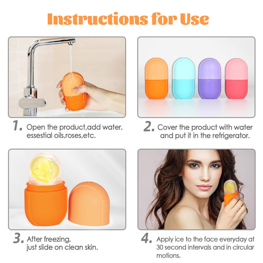 Ice Roller for Face and Eye, Upgrated Ice Face Roller Puffiness Relief Ice Roller Skin Care Tools, Ice Facial Cube, Gua Sha Face Massage, Silicone Ice Mold for Face Beauty ( Orange)