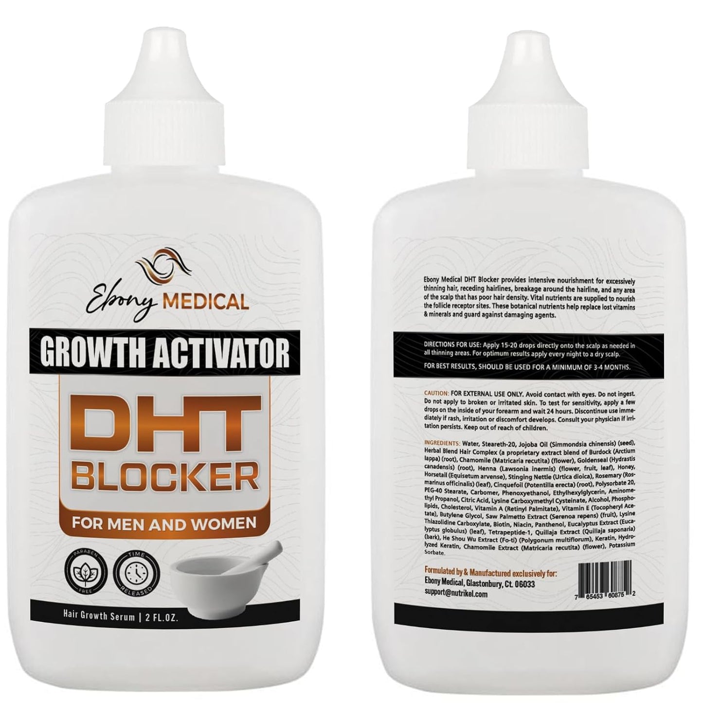 Ebony Medicals DHT Blocker Hair Growth Serum for Thinning Hair – Hair Regrowth Treatment for Men & Women – Procapil Formula – Thickens Fine Hair – Liposomal Scalp Serum – 2 fl oz